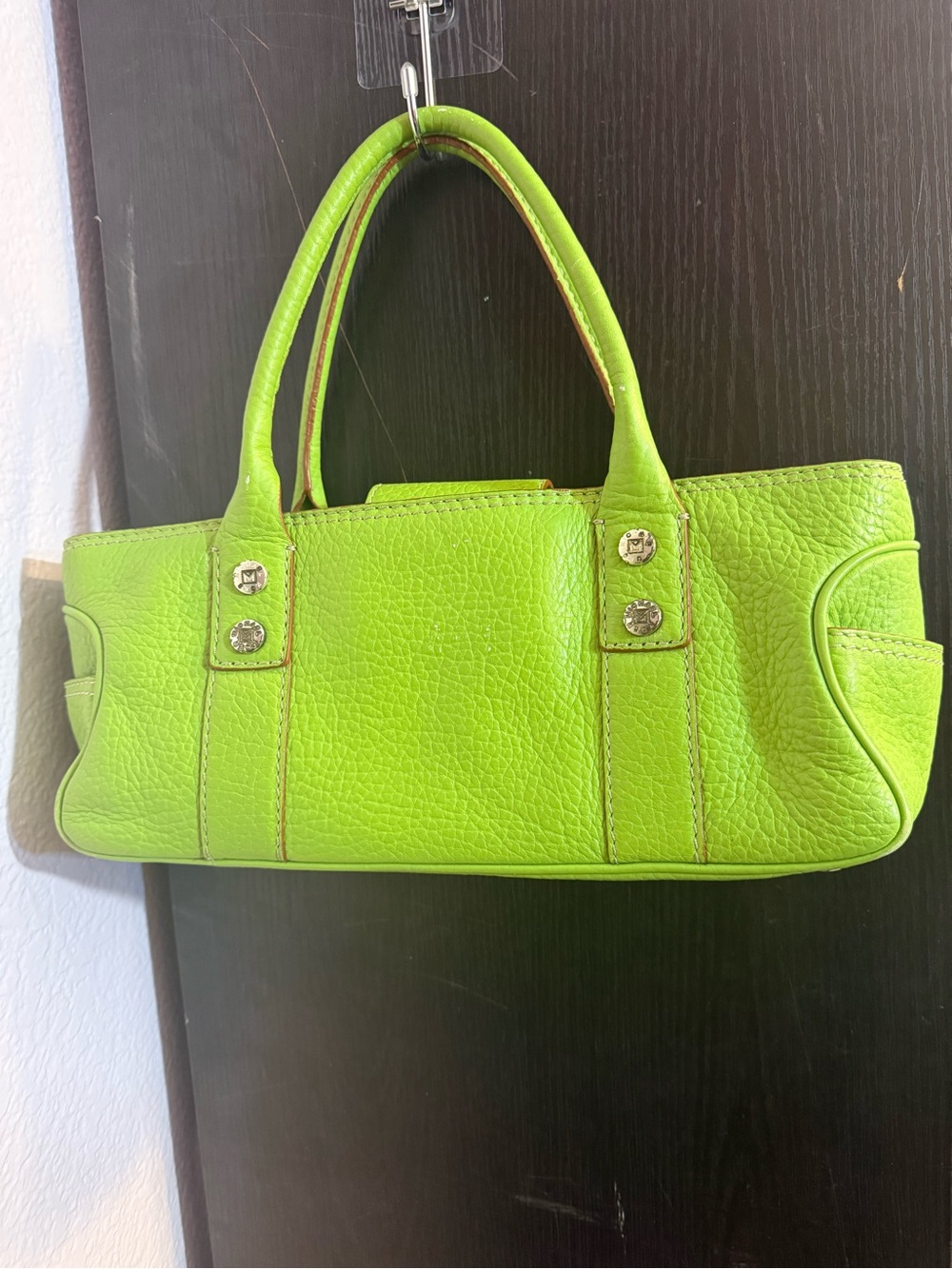 Michael Kors Bright Lime Green Leather Tote Handbag